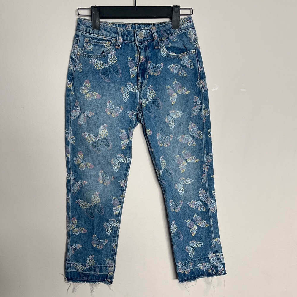 GAP Kids Butterfly Print Jeans Size 10 Girlfriend cut.